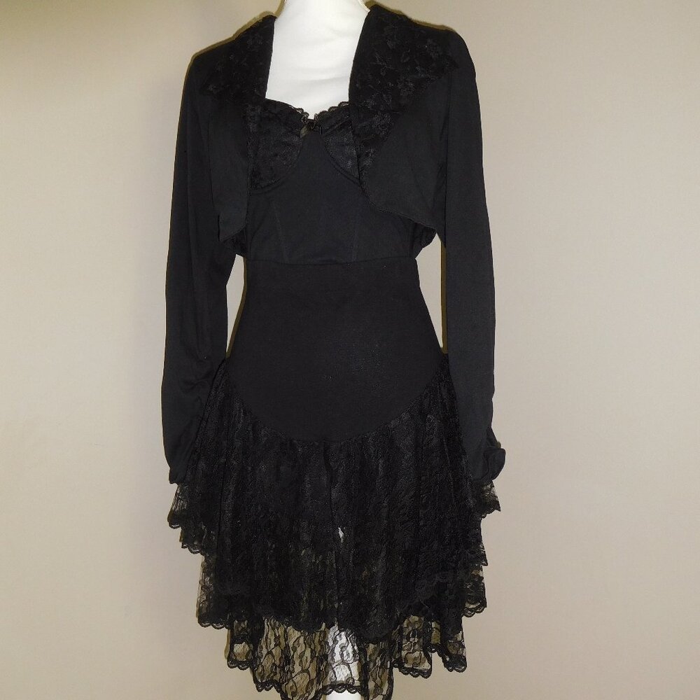 Vintage 80's Three Piece Black Lace Skirt & Jacket Set